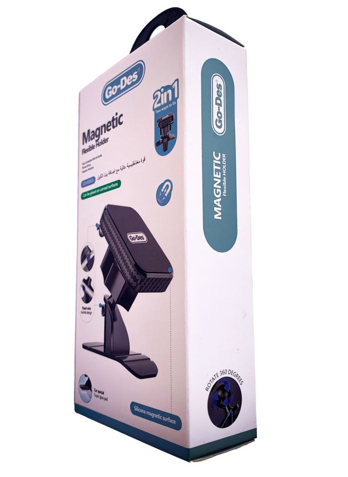 GO-DES - Go Des GD HD635 Ultimate Safe & 2 In 1 Magnetic Flexible durable long lasting 360 degree rotation Car Mobile Holder - Image 1