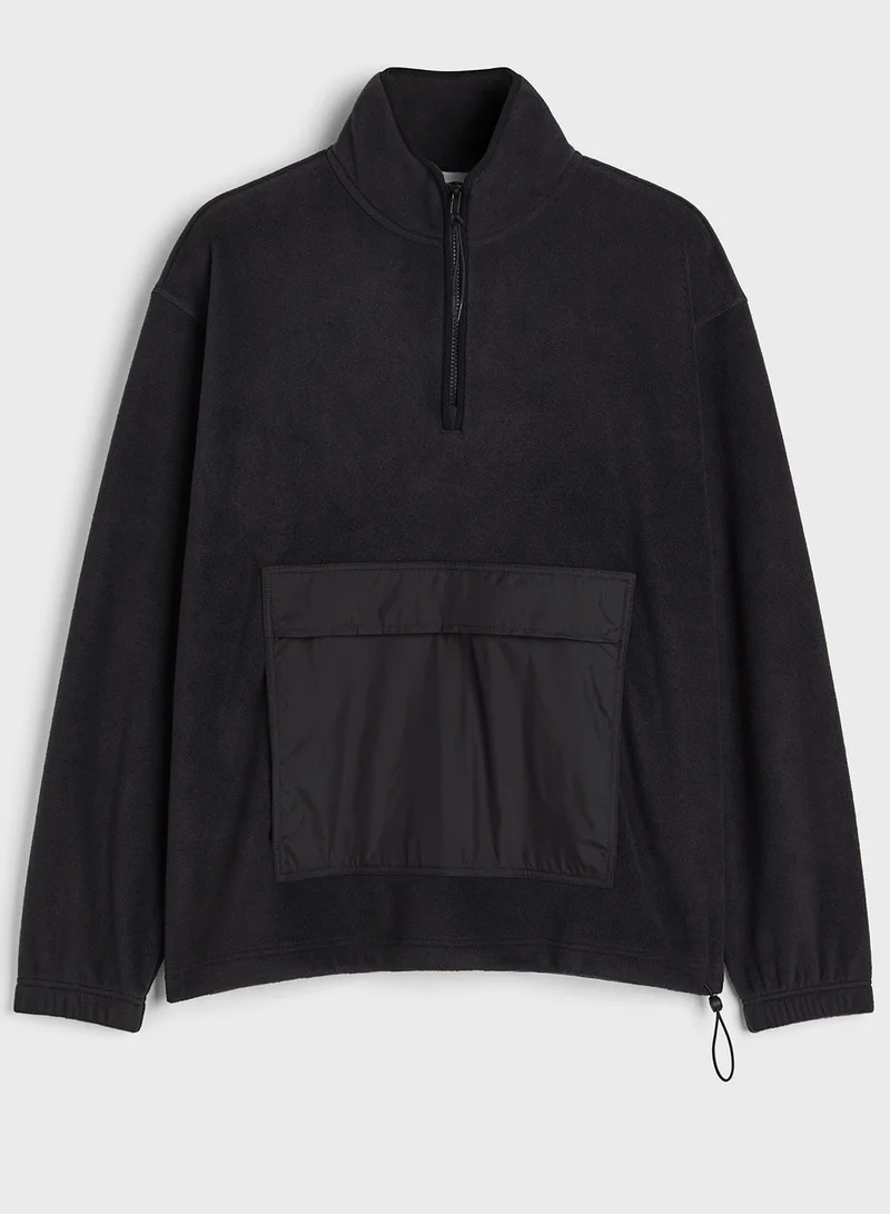 H&M Zip Neck Pocket Detail Top