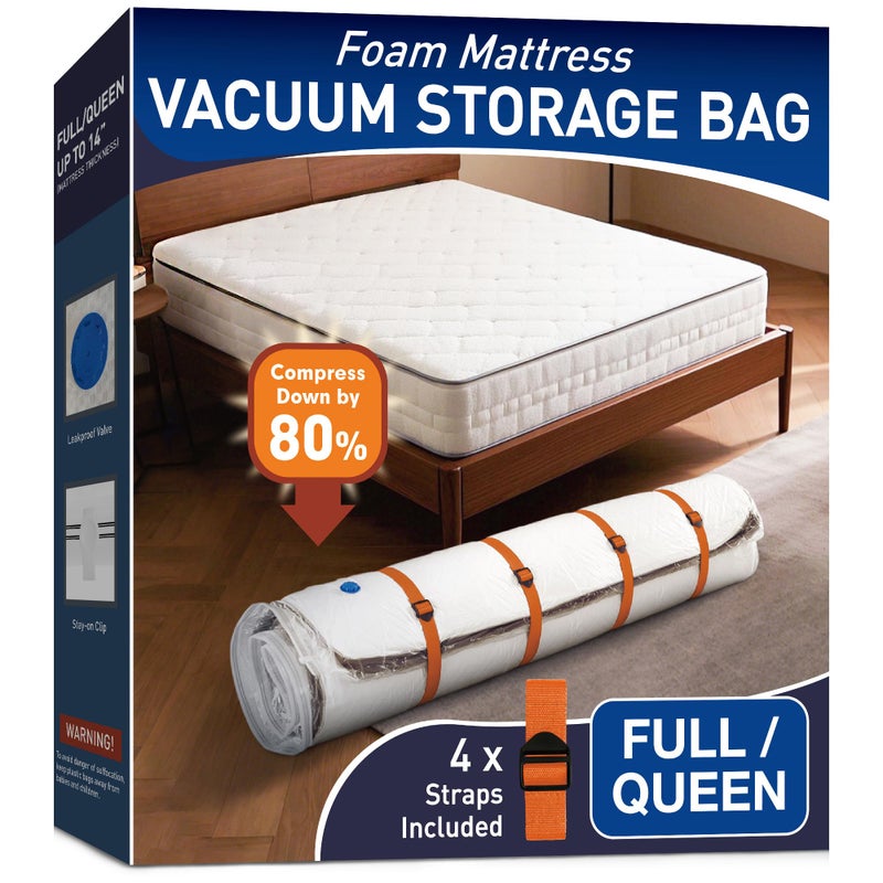 LVYSHOW Mattress Vacuum Storage Bag for Memory Foam Latex and Hybrid Mattress Easy Moving and Storage FullQueen Size
