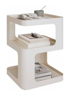 Hihonor Side Table, Small End Table, Modern Nightstand, Accent Bedside Table, 3 Tier Night Stands, Metal Bed Side Table for Living Room Bedroom Outdoor Entryway, No Assembly Required (Off White, Square)  - Image 2