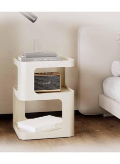 Hihonor Side Table, Small End Table, Modern Nightstand, Accent Bedside Table, 3 Tier Night Stands, Metal Bed Side Table for Living Room Bedroom Outdoor Entryway, No Assembly Required (Off White, Square)  - Image 4