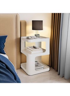 Hihonor Side Table, Small End Table, Modern Nightstand, Accent Bedside Table, 3 Tier Night Stands, Metal Bed Side Table for Living Room Bedroom Outdoor Entryway, No Assembly Required (Off White, Square)  - Image 5
