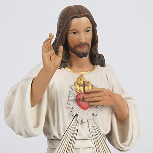 BC BUILDCLASSIC BC Catholic Divine Mercy Jesus Christ Statue 10 H Sacred Heart of Jesus Figure Catholic Statue Religious Gift Mercy Forgiveness Trust in God Handpainted Sculpture by Buildclassic - Image 3
