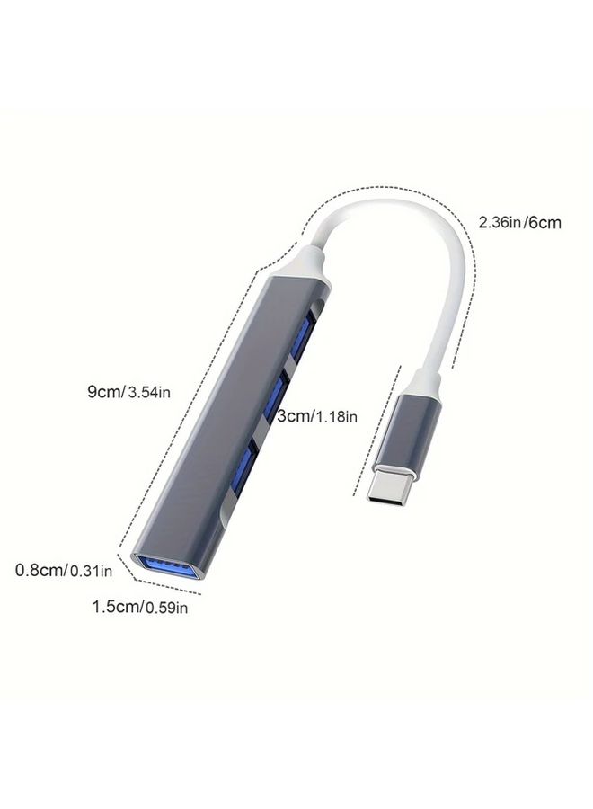 Silvery 4 In 1 USB C Hub محول نقل بيانات عالي السرعة وشحن - Image 2