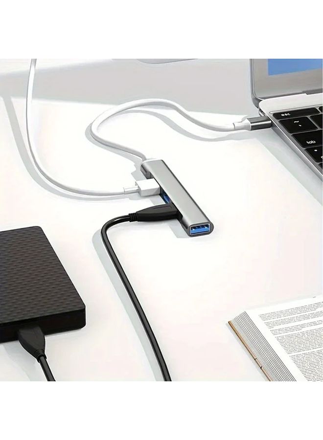 Silvery 4 In 1 USB C Hub محول نقل بيانات عالي السرعة وشحن - Image 1