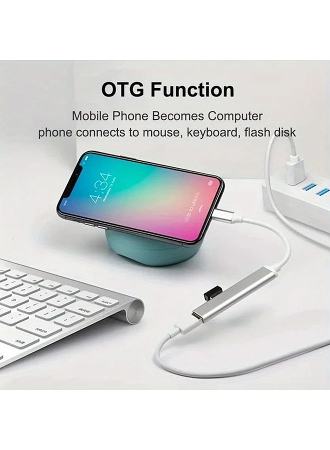 Silvery 4 In 1 USB C Hub محول نقل بيانات عالي السرعة وشحن - Image 4