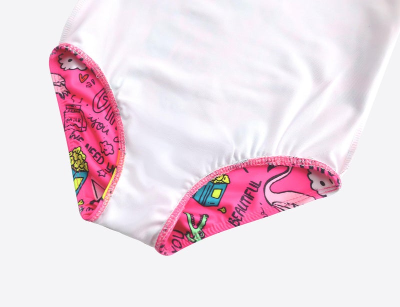 Nokecina Girls Swimsuit Size 4t 5t One Piece Bathing Suit Hot Pink Cartoon Pattern Quick Dry Breathable Swimwear for Swim Practice - Image 5
