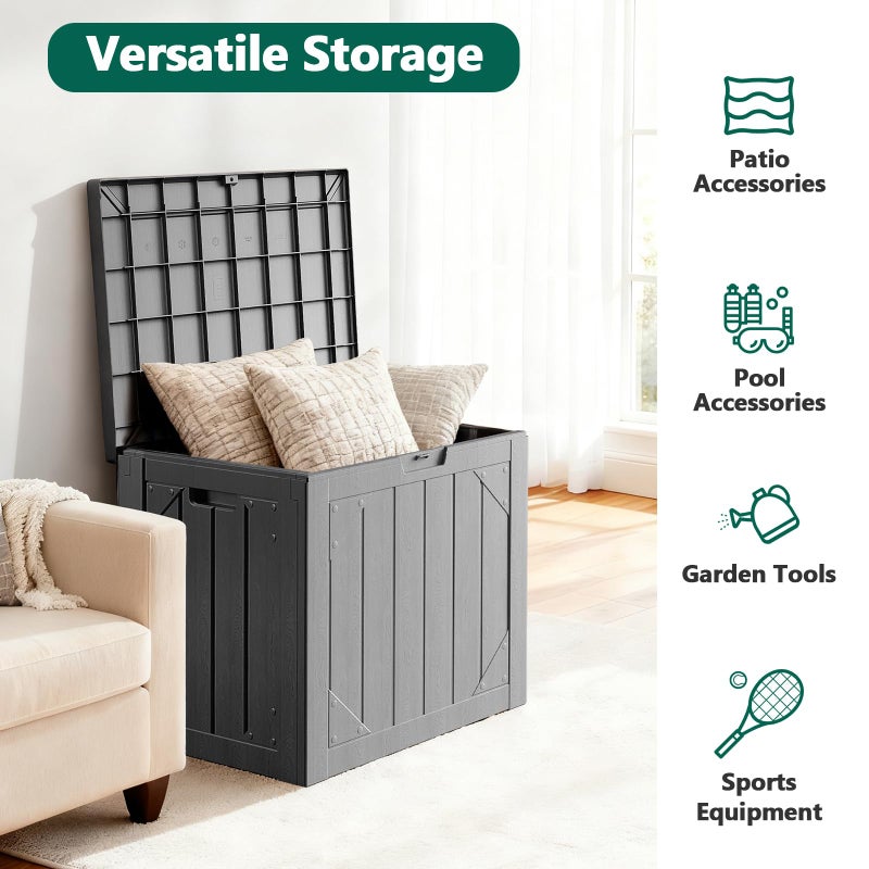 MAKE CHANGES Outdoor Storage Box,30 Gallon Deck Box Outdoor Storage Bench Outside Waterproof Resin Storage Bench, Lockable Patio Cushions, Garden Tools Storage For Furniture, UV Resistant(Gray - Image 3