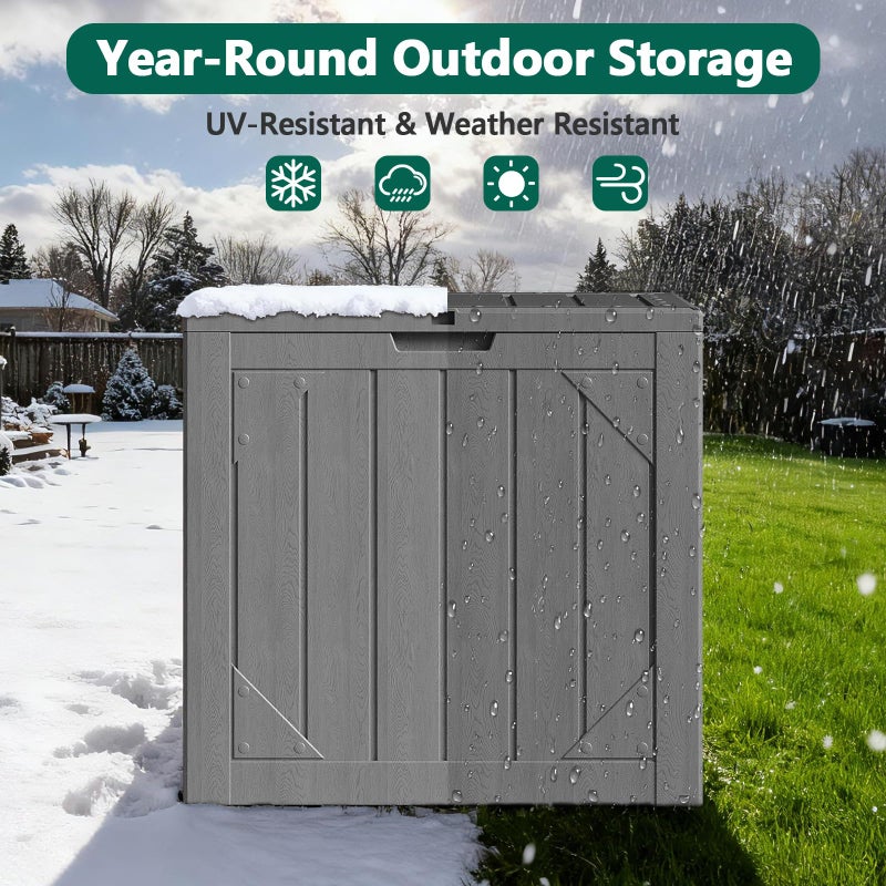 MAKE CHANGES Outdoor Storage Box,30 Gallon Deck Box Outdoor Storage Bench Outside Waterproof Resin Storage Bench, Lockable Patio Cushions, Garden Tools Storage For Furniture, UV Resistant(Gray - Image 5