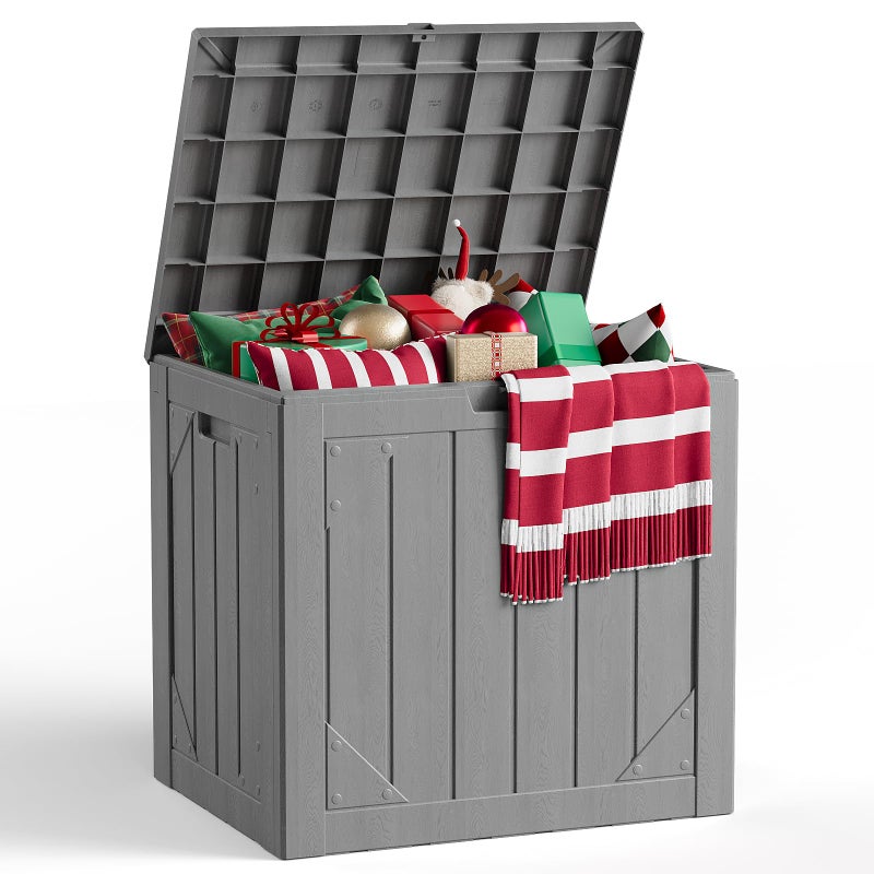 MAKE CHANGES Outdoor Storage Box,30 Gallon Deck Box Outdoor Storage Bench Outside Waterproof Resin Storage Bench, Lockable Patio Cushions, Garden Tools Storage For Furniture, UV Resistant(Gray - Image 1