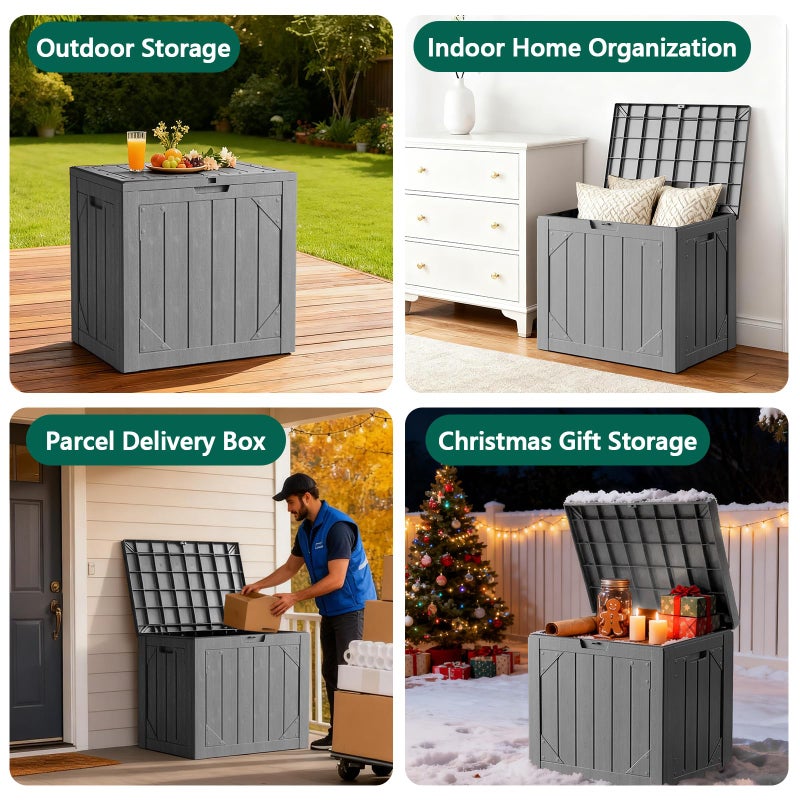 MAKE CHANGES Outdoor Storage Box,30 Gallon Deck Box Outdoor Storage Bench Outside Waterproof Resin Storage Bench, Lockable Patio Cushions, Garden Tools Storage For Furniture, UV Resistant(Gray - Image 2