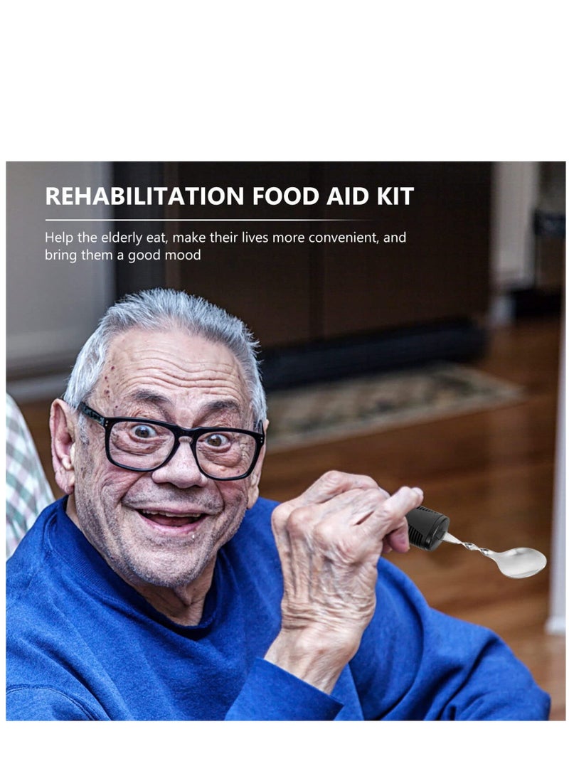 XiuWoo Adaptive Utensils Set, 3Pieces Bendable Cutlery Easy Grip Silverware Curved Angled Spoon and Fork Self Feeding Tableware for Kids Elderly Disabled Parkinson's Disease Tremors Weakened Grasp - Image 4