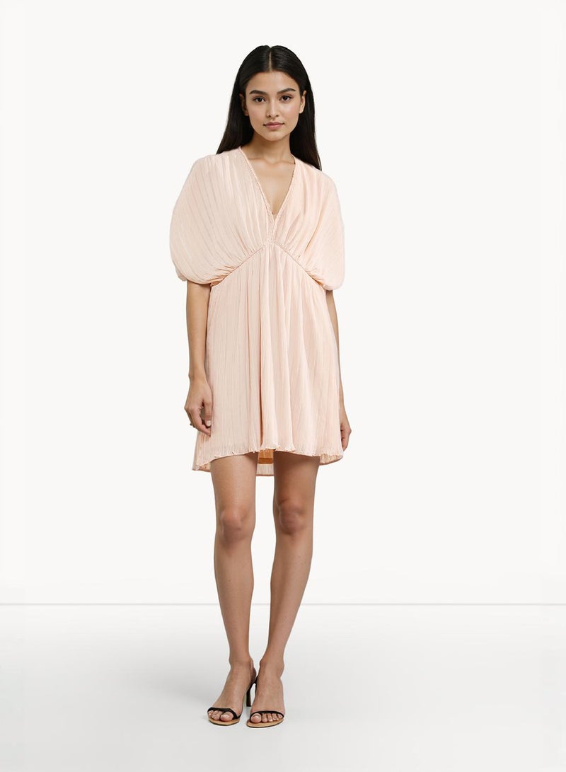 French Connection Chathia Plisse V Neck Dress - Image 4