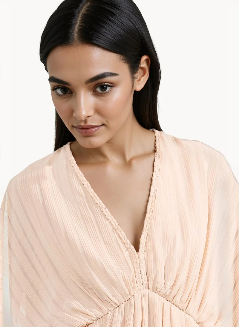 French Connection Chathia Plisse V Neck Dress