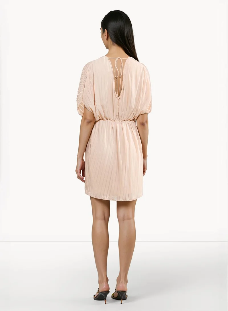 French Connection Chathia Plisse V Neck Dress