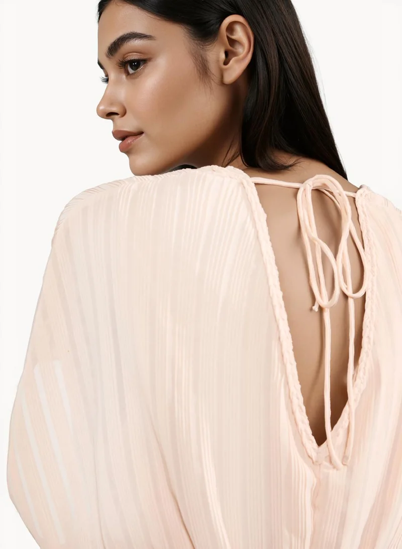French Connection Chathia Plisse V Neck Dress