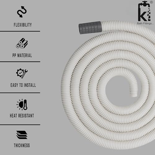 KI BATH FITTINGS KI 3 Meter Water Inlet Pipe & AC Outlet Hose Combo | Plastic Inflow Pipe for Semi Automatic Washing Machine & AC Drain Extension - Image 5