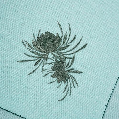 Rustique Linens 100% Cotton Embroidered Cloth Napkins – Set of 6 Large 46 x 46 cm | Soft, Absorbent Dinner Napkins for Dining Table & Kitchen | Green Bloom - Image 3