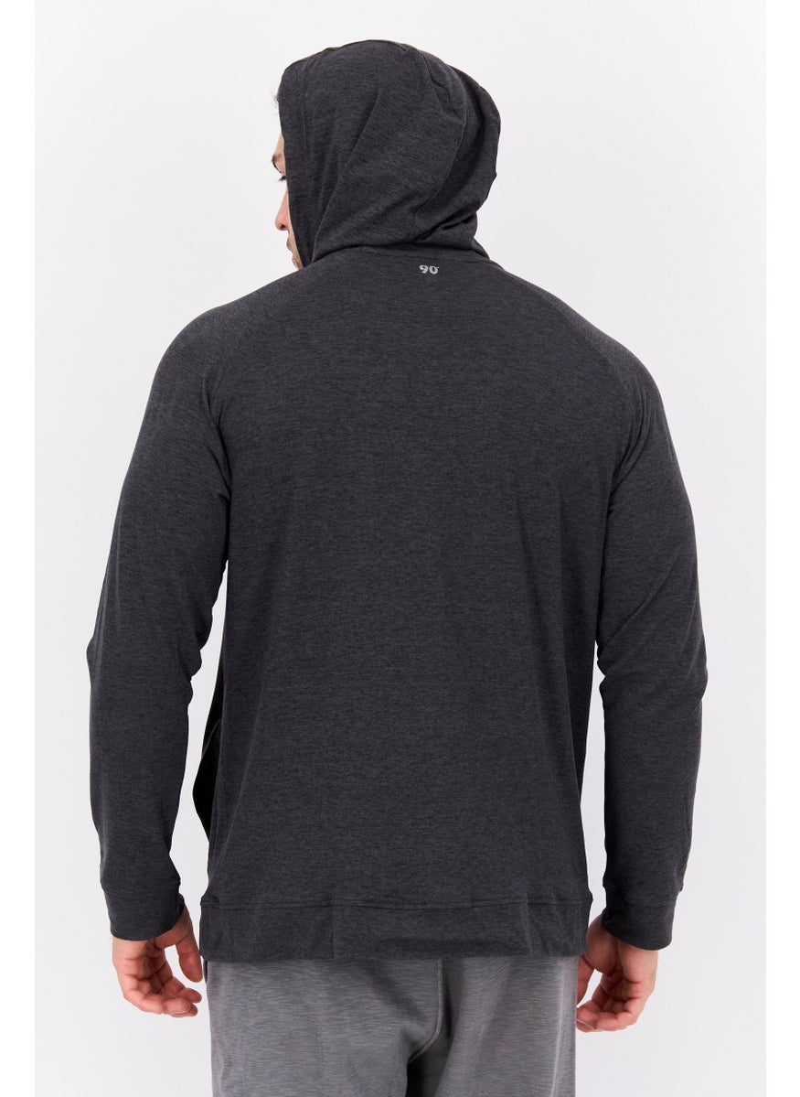 90 Degree By Reflex Men Sportswear Fit Long Sleeve Outdoor Sweatshirt, Dark Grey  - Image 3