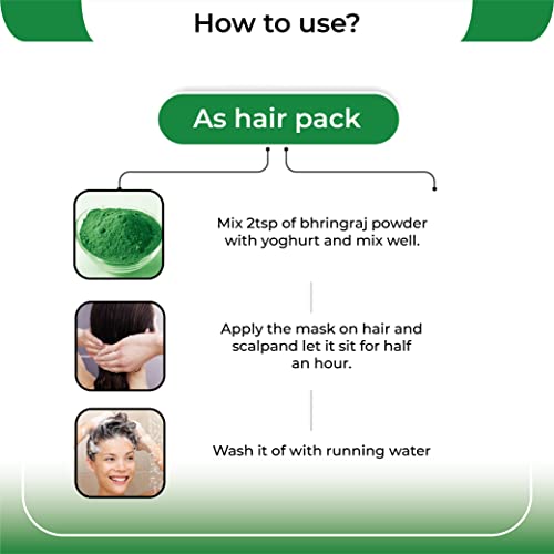 Herbstem 100% Pure & Natural Bhringraj Powder 100g For Hair Growth, Skin And Hair Care | Good for Hair pack, Hair oil | Preservative free- 100 Grams - Image 5