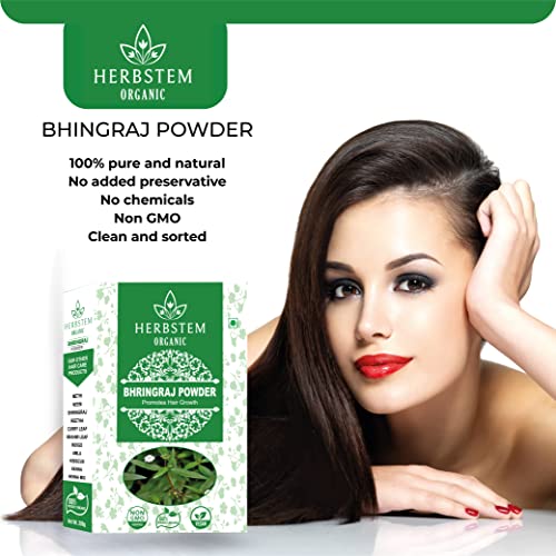 Herbstem 100% Pure & Natural Bhringraj Powder 100g For Hair Growth, Skin And Hair Care | Good for Hair pack, Hair oil | Preservative free- 100 Grams - Image 2