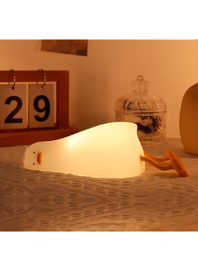 The Bros Lying Flat Duck Night Light, Cute Light Up Soft Silicone Nursery Duck Lamp with Touch Control & Rechargeable & Timer & Dimmer for Kids, Kawaii Gifts of Birthday Festival for Children Girls - Image 1