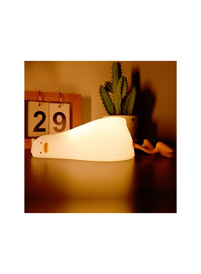 The Bros Lying Flat Duck Night Light, Cute Light Up Soft Silicone Nursery Duck Lamp with Touch Control & Rechargeable & Timer & Dimmer for Kids, Kawaii Gifts of Birthday Festival for Children Girls - Image 3