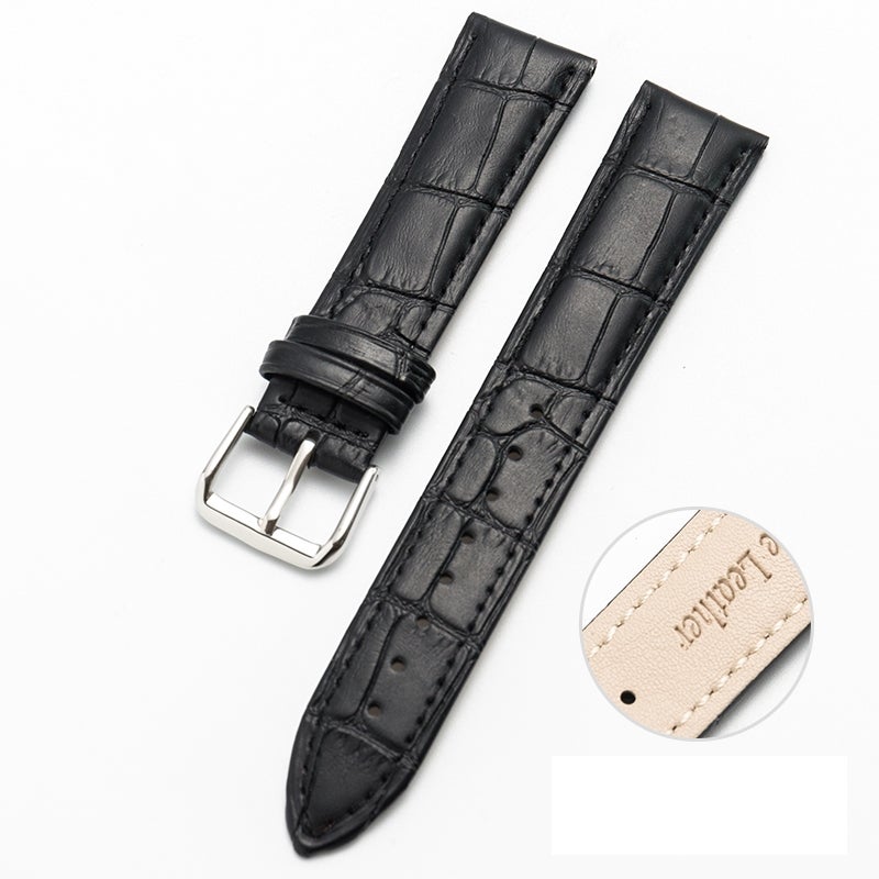 24Mm Two-Layer Cowhide Leather Bamboo Joint Texture Watch Band(Black) - Image 1