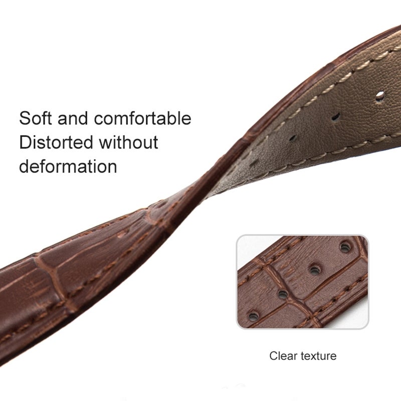 24Mm Two-Layer Cowhide Leather Bamboo Joint Texture Watch Band(Black) - Image 4