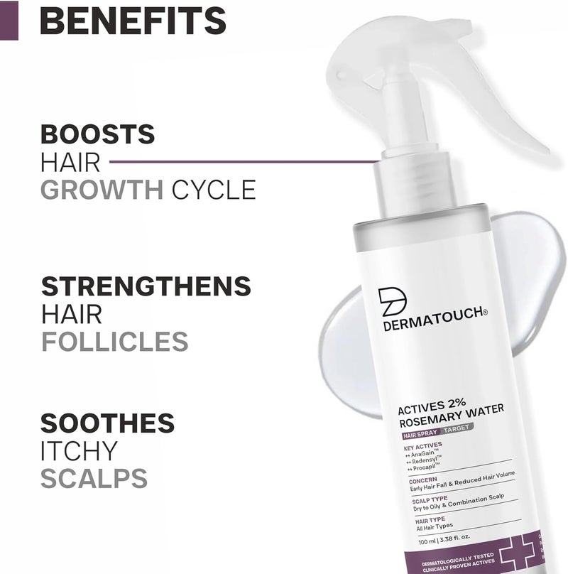 DERMATOUCH Rosemary Hair Spray (100 ml) with 2% Actives – Redensyl, Anagain & Procapil. Controls hair fall, boosts growth, adds shine & strengthens hair. (Pack of 2) - Image 5
