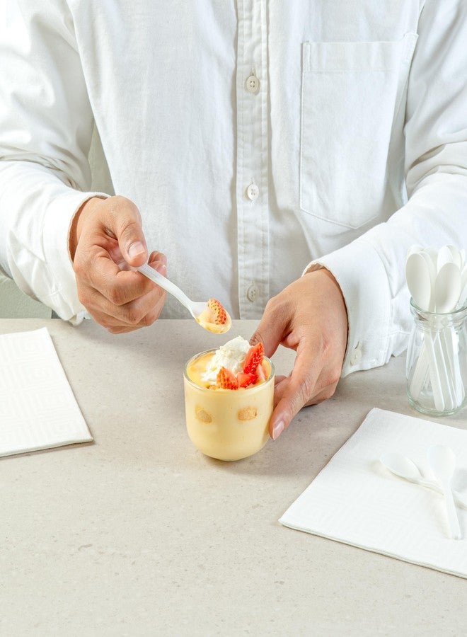 Restaurantware Plastic Mini Spoons 100 Count 4 Inch Compostable White Small Spoons Durable Heat-Resistant Freezable Flatware For Serving Desserts And Appetizers At Homes Restaurants And Cafes - Image 4