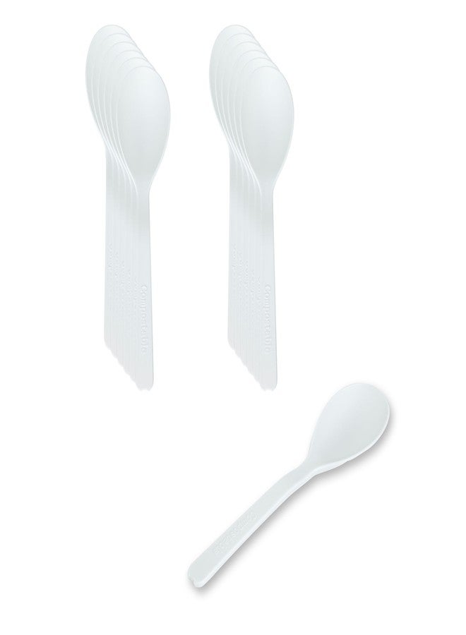 Restaurantware Plastic Mini Spoons 100 Count 4 Inch Compostable White Small Spoons Durable Heat-Resistant Freezable Flatware For Serving Desserts And Appetizers At Homes Restaurants And Cafes - Image 2