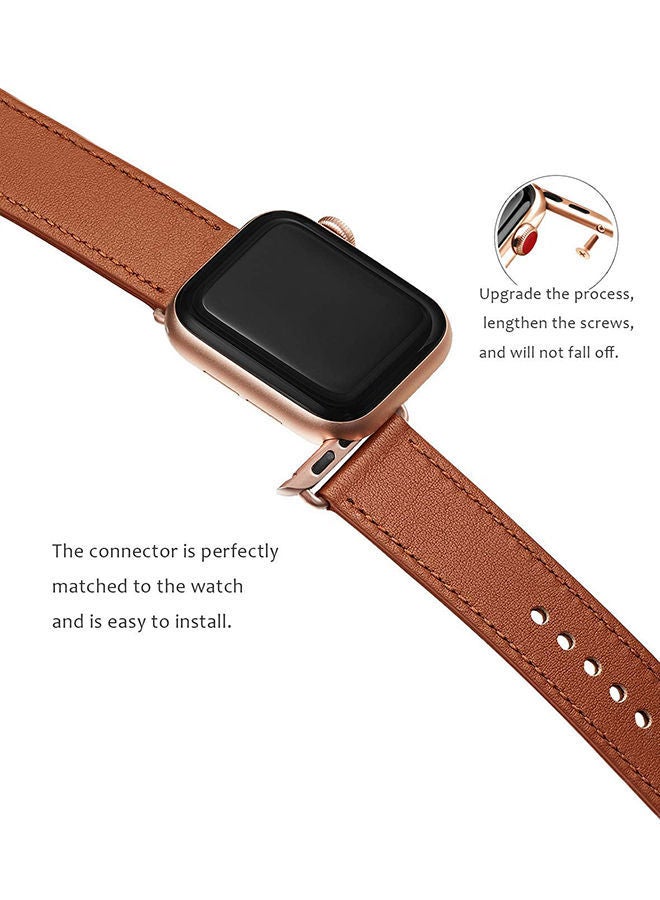 NIBEMINENT Replacement Strap For Apple iWatch Series 6/5/4/3/2/1 Light Brown - Image 2