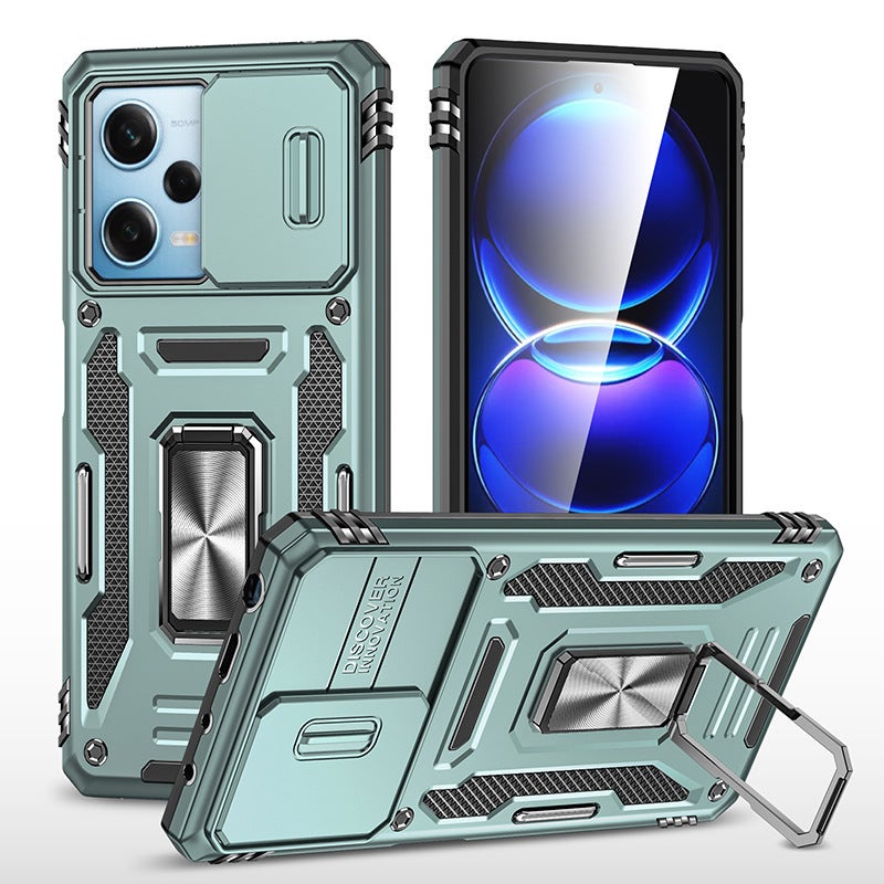 غطاء واقي بTPU + PC لـ Redmi Note 11 باللون أخضر مغناطيسي بوظيفة حامل من مادة TPU مع حماية من السقوط وحامل قائم مع مقاوم للصدمات مع مغناطيس قوي للطاولة للمكتب المنزلي - Image 1
