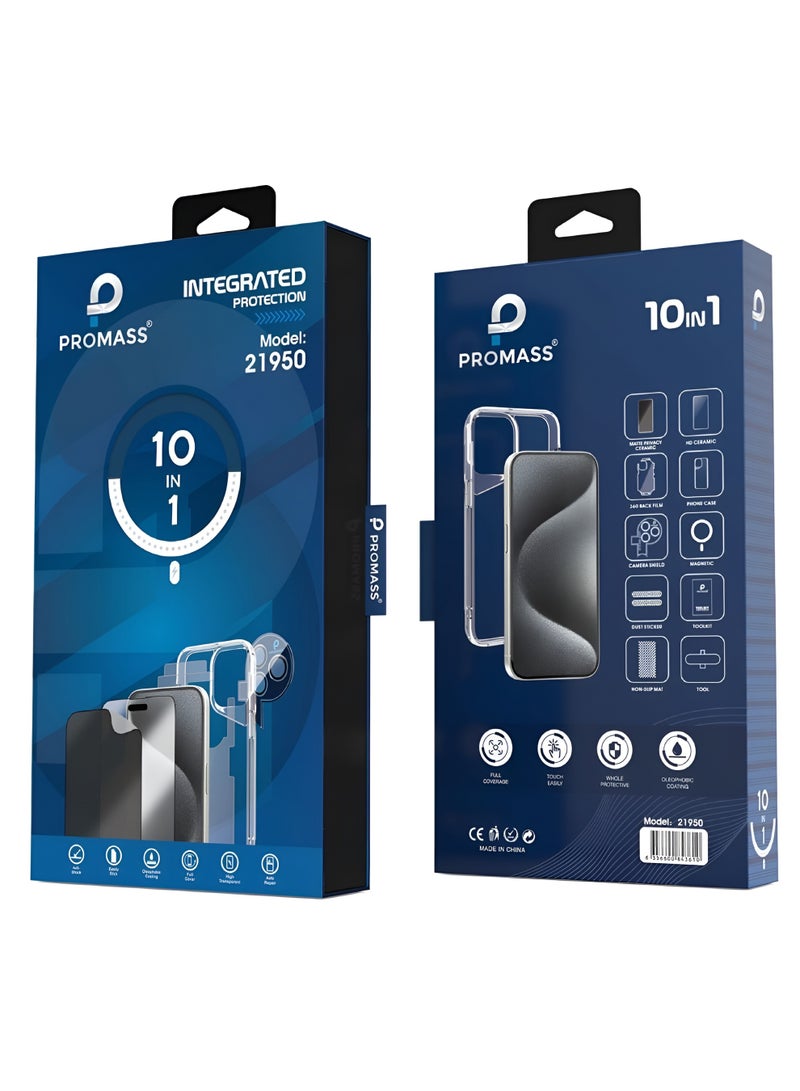 بروماس بكج حماية 10 في 1 المتكاملة مجموعة جديدة لحماية الايفون والمقاومة للصدمات، بمواد عالية الجودة - ايفون 16 برو - Image 1