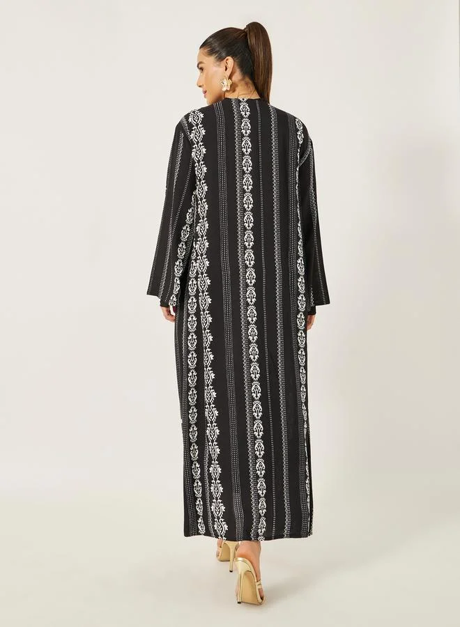 Styli All Over Printed Regular Fit Maxi Kimono