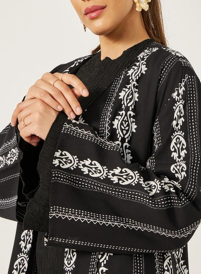 Styli All Over Printed Regular Fit Maxi Kimono