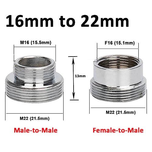 Toolstar Faucet Water Aerator Adapter, Brass Tap Water Filter Aerator Connector, 16mm to 22mm NPT Thread Adapter (Male to Male) - Image 2