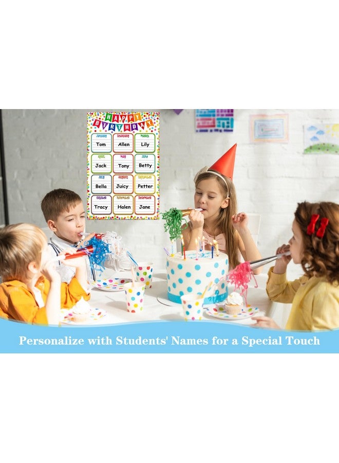FaCraft Birthday Chart for Classroom - Confetti Birthday Poster Reusable Birthday Calendar Laminated Classroom Birthday Chart Classroom Bulletin Board Decorations Back to School Supplies - Image 2