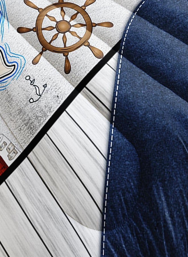 Suncloris Blue Ocean Nautical Comforter Set for Kids Teens, Twin Size Vintage Pirate Sailing Ship Bedding Comforter with 2 Ancient Sailboat Anchor Pattern Pillowcases - 68" x 86" (Twin, 01) - Image 3