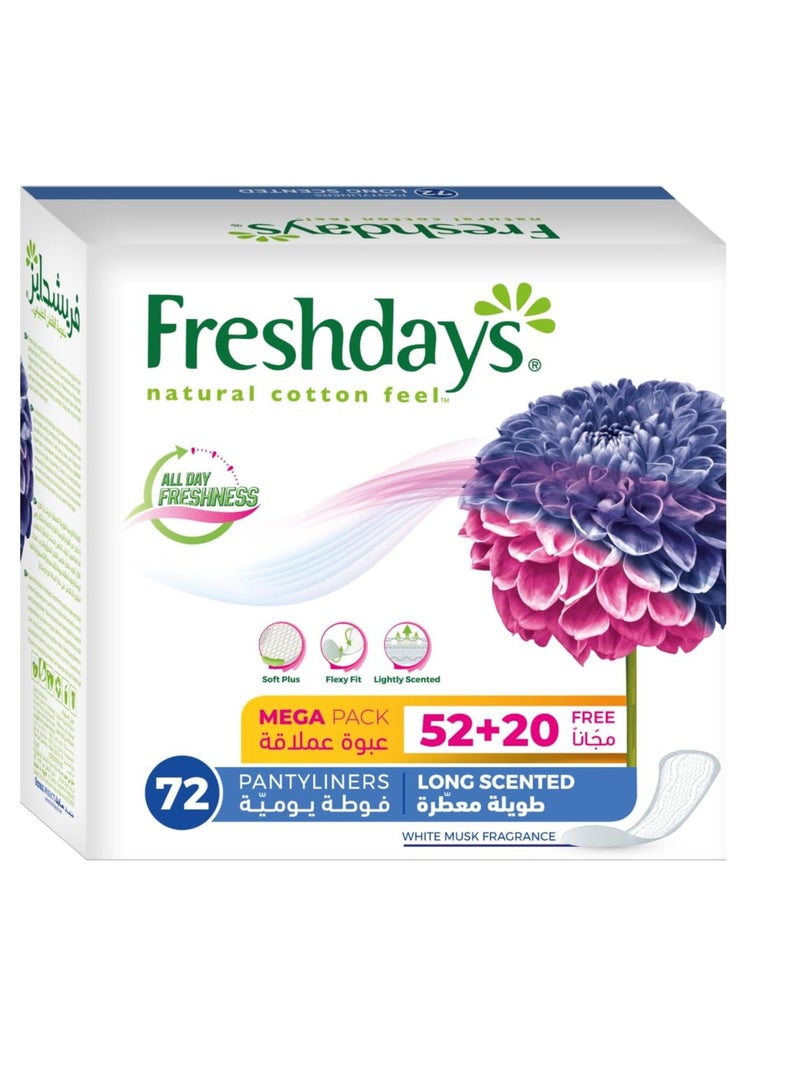 فريش دايز عبوة عملاقة طويلة معطرة 52+20 (72) فوطة يومية