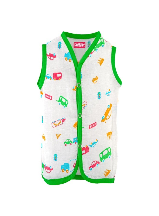 Bumsies Newborn Baby Clothing Gift Set –Soft 100% Cotton Essentials for Boys & Girls | Gift Box Pack of 6-1Vest, 1Slip, 2Tie-Up Nappy/Langot, 1Bib & 1Pair Mittens | Green (New Born) - Image 4