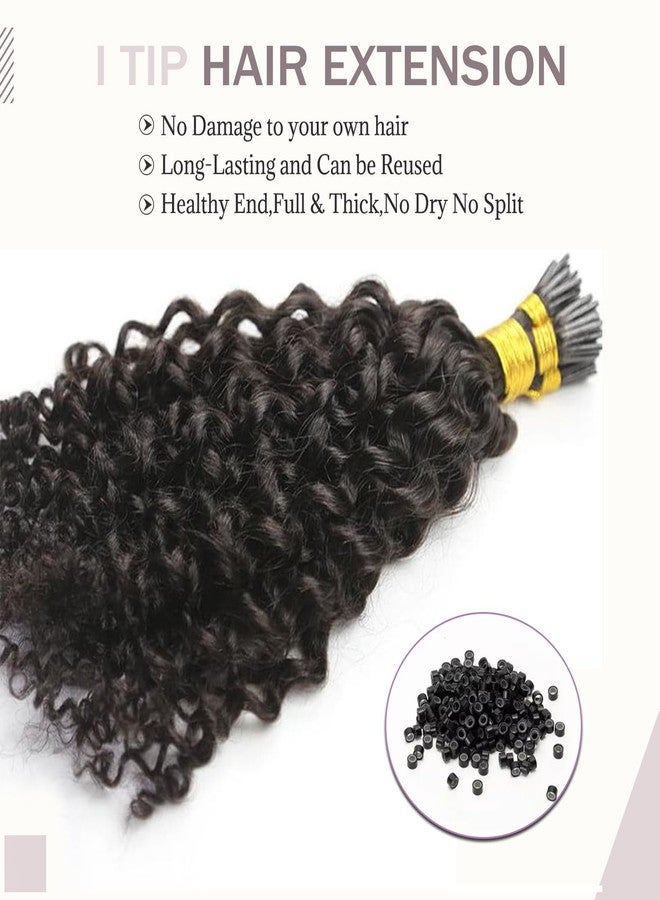 Smartinnov 26 Inches I Tip Human Hair Extensions 100 Strands/Pack 50g Pre Bonded Keratin Stick Tipped Hair Bundles Cold Fusion Long Natural Black Curly Water Wave I Tip for Women Hair Extensions - Image 2