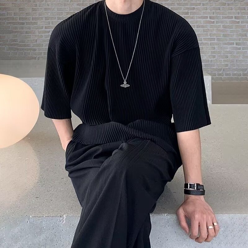 All-Match Summer Men'S T-Shirt Men'S Wear Slim-Fit Short-Sleeve Printed Half-Sleeve Fashionable Brand All-Match Ins Casual Round Neck T-Shirt - Image 1
