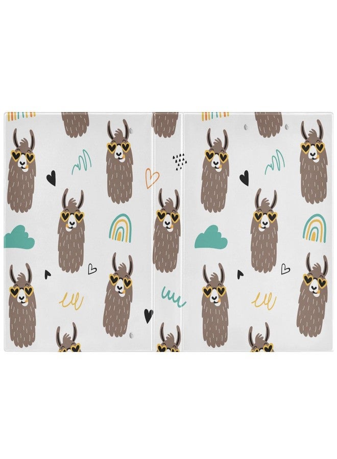 ZZKKO Funny Llamas Alpacas Hand Drawn 3 Ring Binder 1.5 Inch Binders with Clipboard Pockets for School 3 Hole Office Binder,1 Pack - Image 2