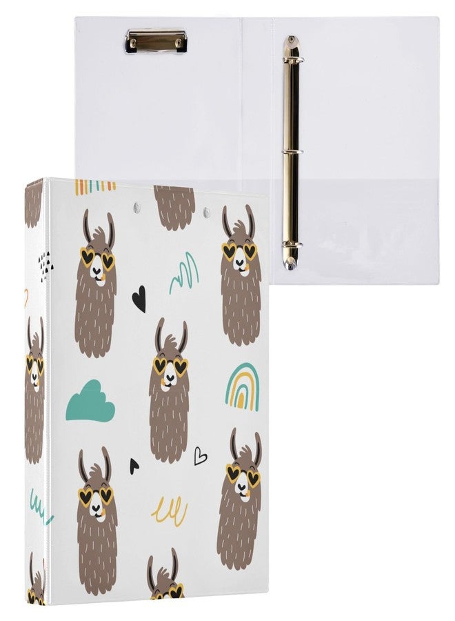 ZZKKO Funny Llamas Alpacas Hand Drawn 3 Ring Binder 1.5 Inch Binders with Clipboard Pockets for School 3 Hole Office Binder,1 Pack - Image 1