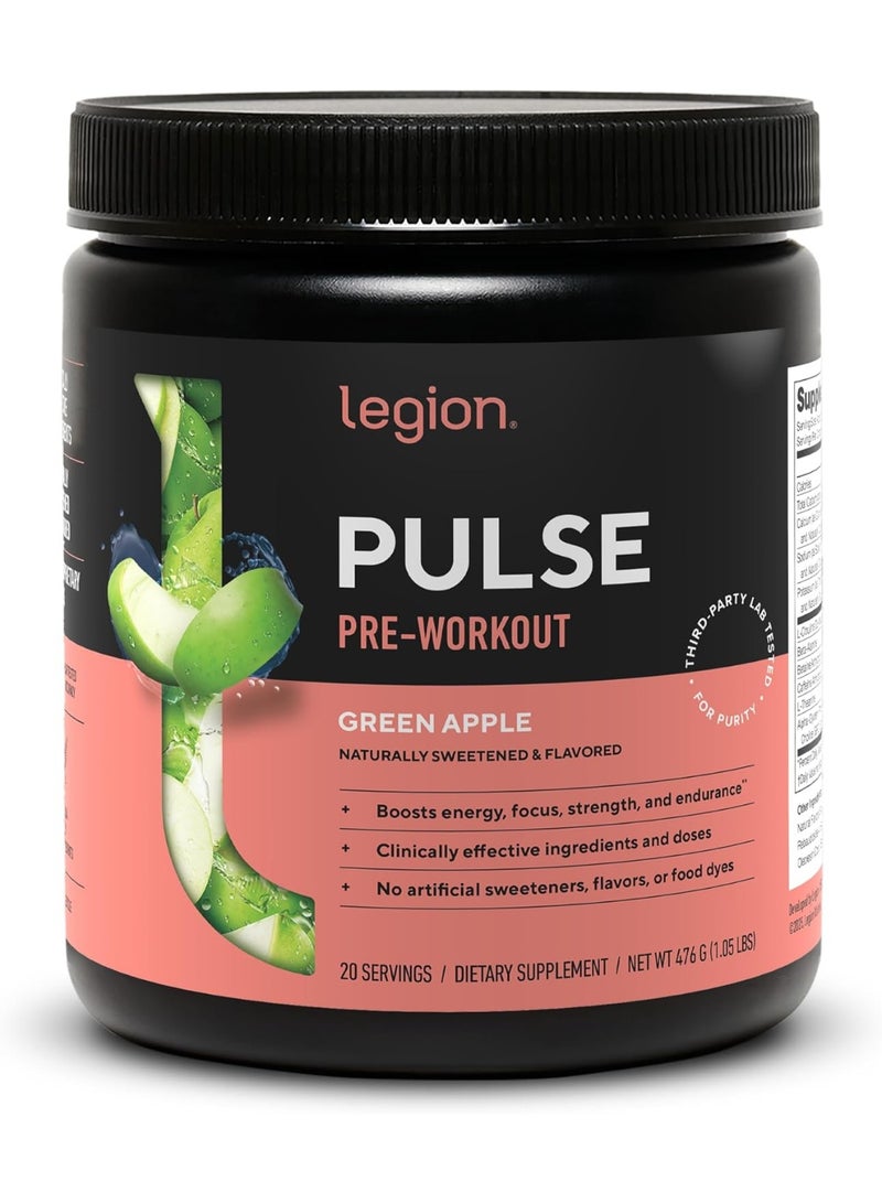 LEGION Pulse Pre Workout Green Apple – Natural Pre-Workout for Energy, Focus, Pumps & Endurance | Creatine Free - Image 1