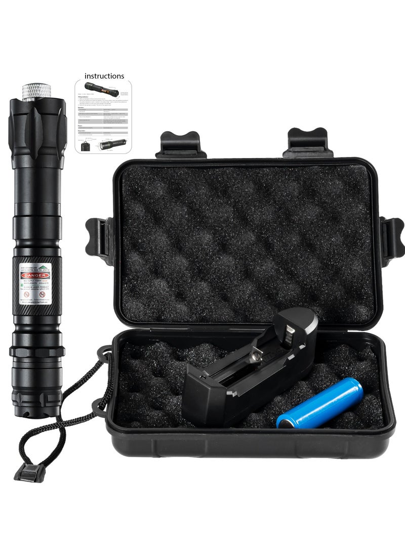 hilimse Laser Pointer Long Range,Tactical Long Range Laser Flashlight for Indoor Outdoor Camping Hiking Emergency Light Rechargeable Set,Gift Package  - Image 1