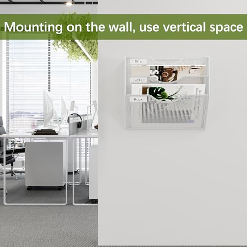 EasyPAG 3 Pocket Mesh Hanging Wall File Organizer, Easily File Managment and Classification, Space Saving Wall Mount Filing Holder for Office Home Classroom, White - Image 4