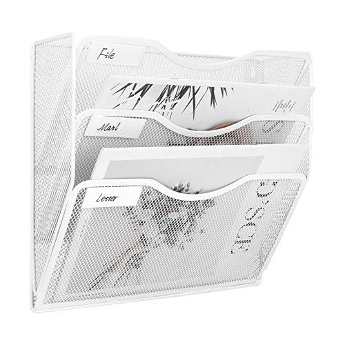 EasyPAG 3 Pocket Mesh Hanging Wall File Organizer, Easily File Managment and Classification, Space Saving Wall Mount Filing Holder for Office Home Classroom, White - Image 1